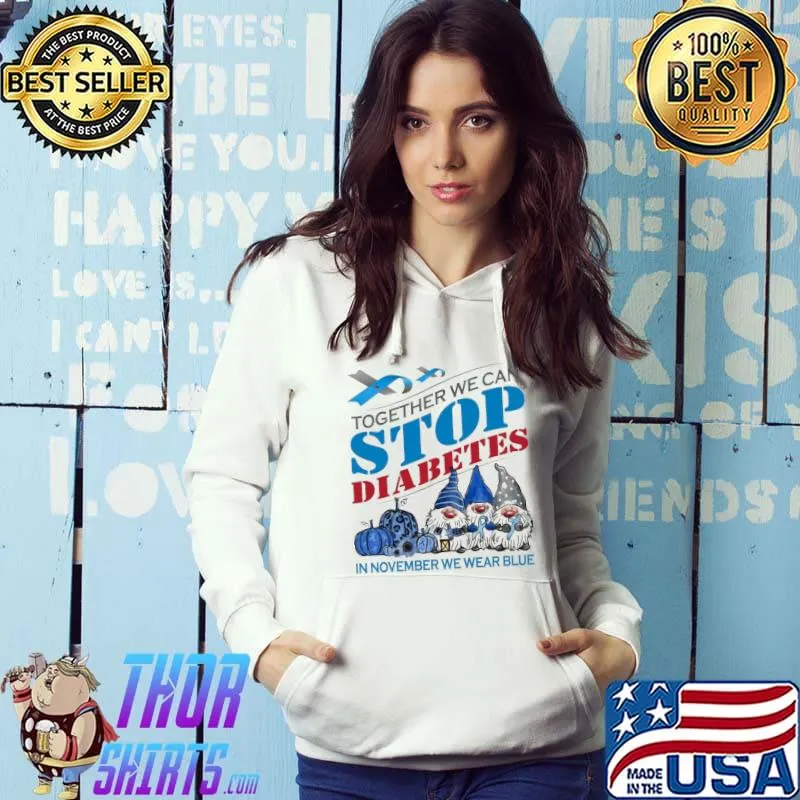 Top Together we can stop diabetes in november we wear blue gnome pumpkin leopard shirt