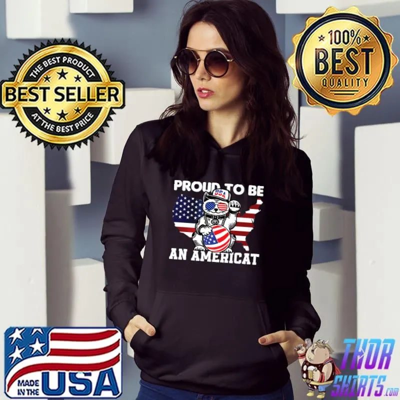 Top USA Patriotic Proud to be an Americat Funny Cat Freedom Premium T-Shirt