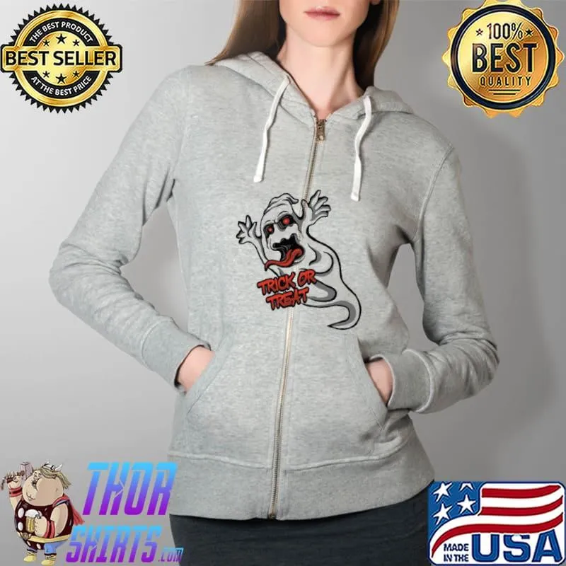 Trick Or Treat Ghost Halloween s Full Zip Hooded