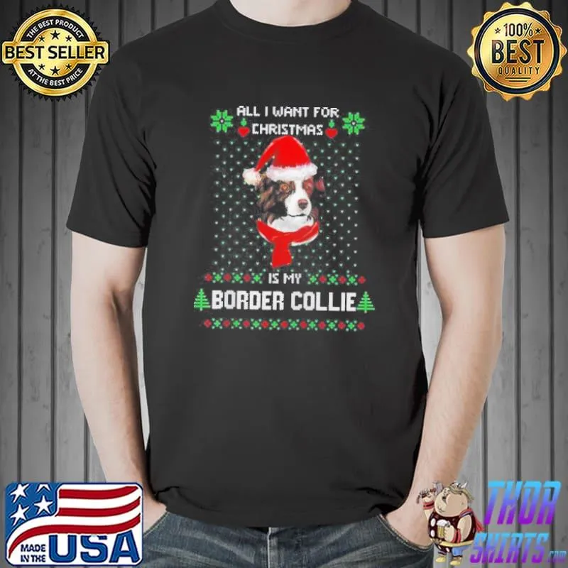 Ugly all I want for christmas is my border collie raglan s Unisex