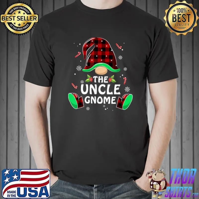 Uncle Gnome Pajama Matching Family Christmas Buffalo Plaid T Shirt Unisex