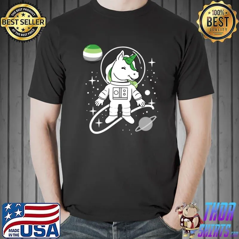 Unicorn Astronaut Aromantic Pride T-Shirt Unisex