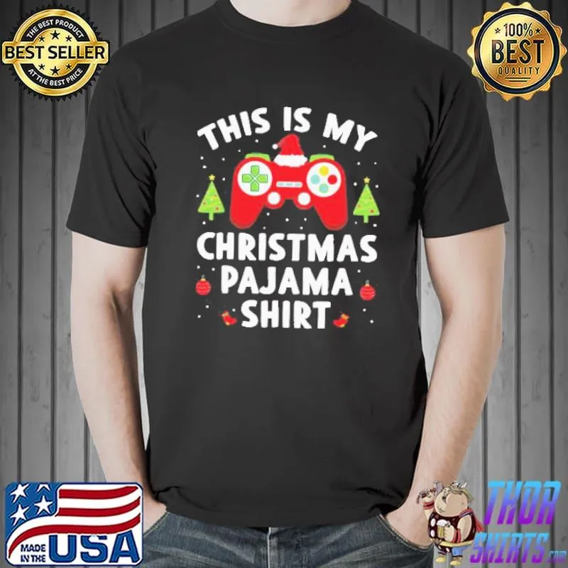 Video Game Controller Santa Hat This Is My Christmas Pajama Shirt Unisex