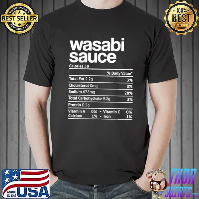 Wasabi Sauce Nutrition Fact Funny Thanksgiving Christmas T Shirt Unisex