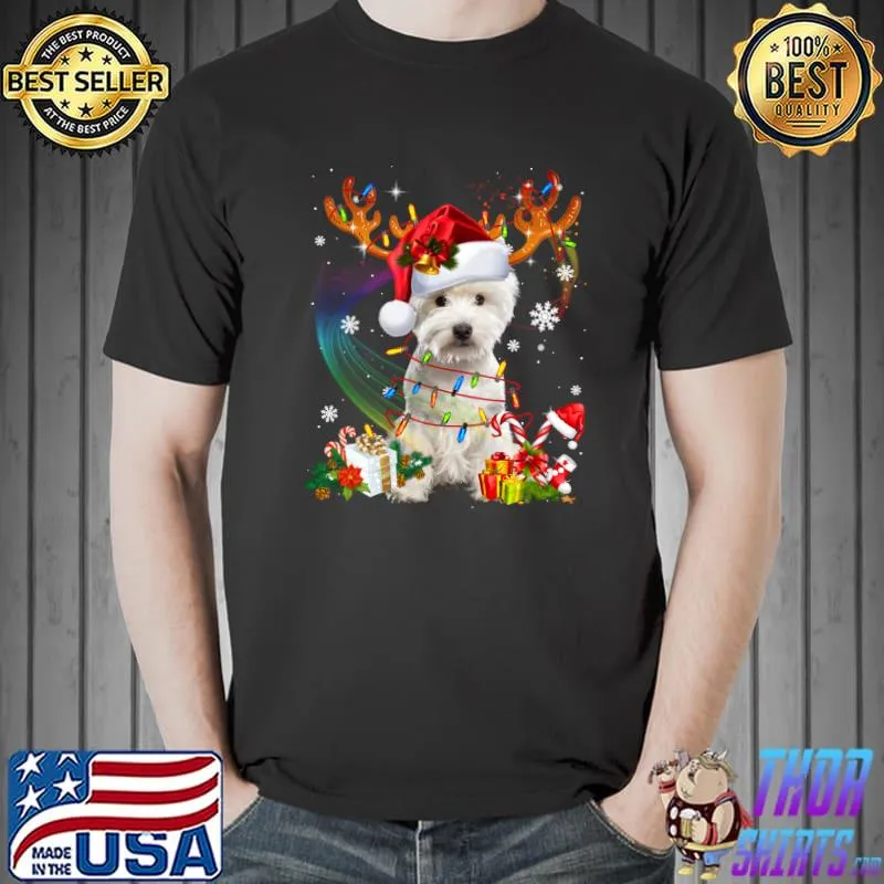 Westie Reindeer Family Matching Christmas Pajamas Dog Xmas T-s Unisex