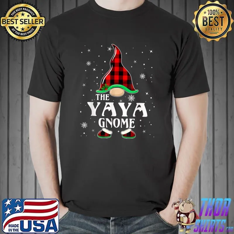 Yaya Gnome Buffalo Plaid Matching Family Christmas Pajama T-Shirt Unisex