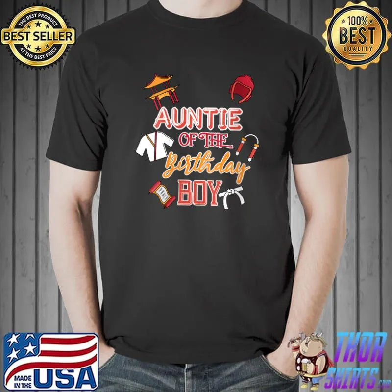 Auntie Of The Birthday Boy Taekwondo Theme Matching Family T-shirt