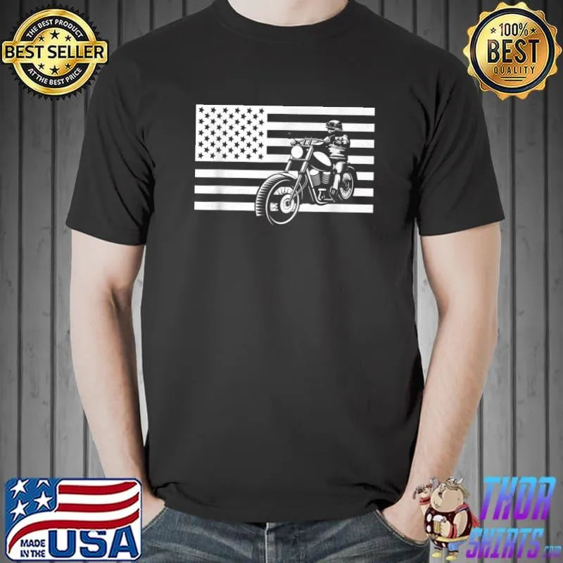 Awesome American Flag Motorcycle Apparel - Biker Motorcycle T-Shirt Unisex