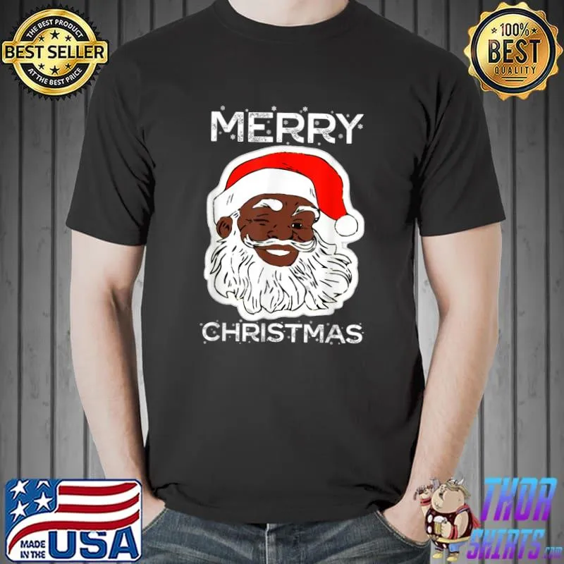 Awesome Black Merry Christmas Santa T-Shirt Unisex