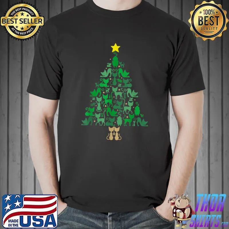 Awesome Cats Holiday Christmas Tree Merry Christmas T-Shirt
