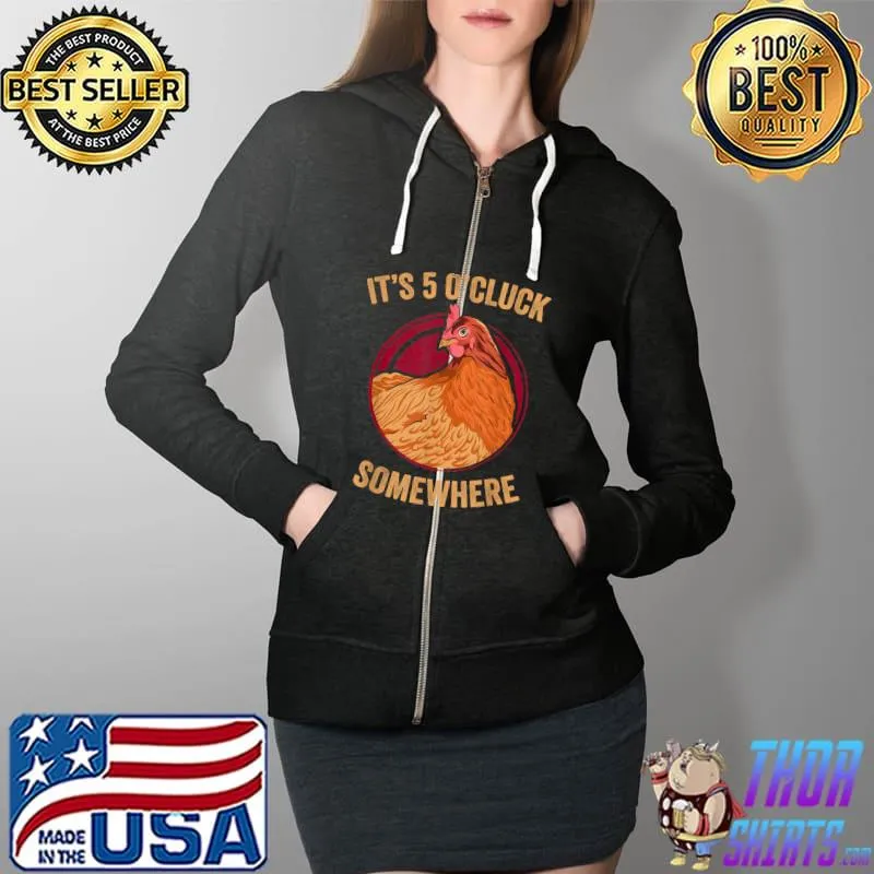 Awesome Chicken Farmer Funny Five O' Cluck Backyard Chicken T-Shirt Full Zip Hooded