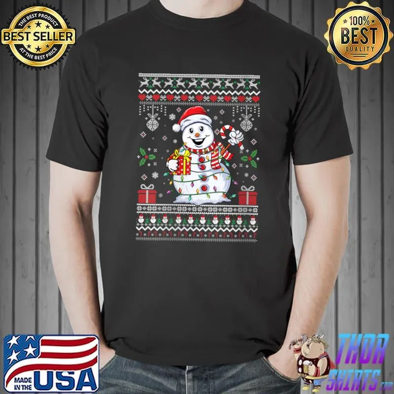 Awesome Cute snowman Xmas Family matching Pajamas Snowman Christmas T-shirt