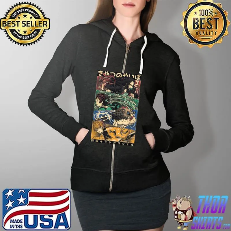 Awesome Demons Slayers Anime Graphic Art Shirt Full Zip Hooded