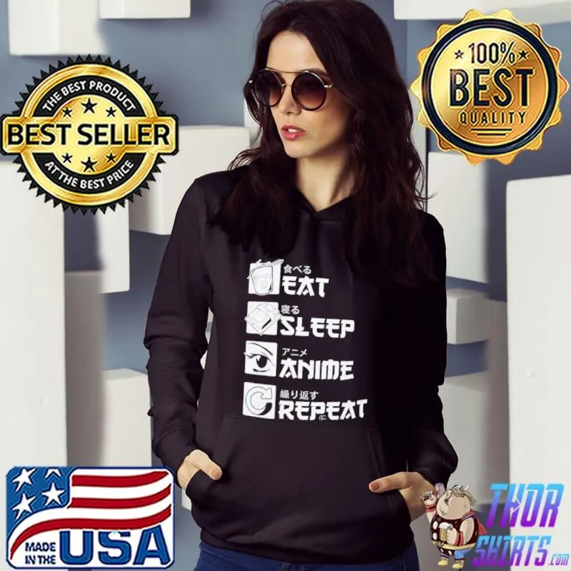 Awesome Eat Sleep Anime Repeat Shirt