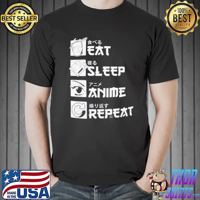 Awesome Eat Sleep Anime Repeat Shirt Unisex