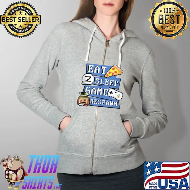 Awesome Eat Sleep Game Respawn Gamers Routine Gamer Gifts Players T- Full Zip Hooded