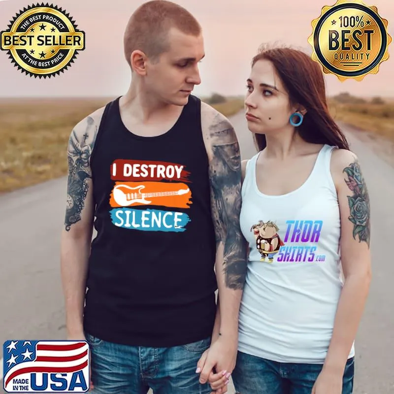 Awesome Electronic Rock Guitar Vintage, I Destroy Silence Premium T-Shirt Tank Top
