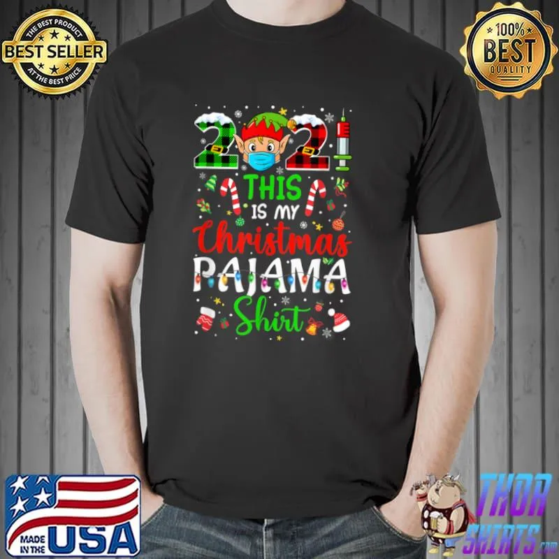 Awesome Funny Santa Mask This Is My Christmas Pajama Family 2021 T Shirt Unisex