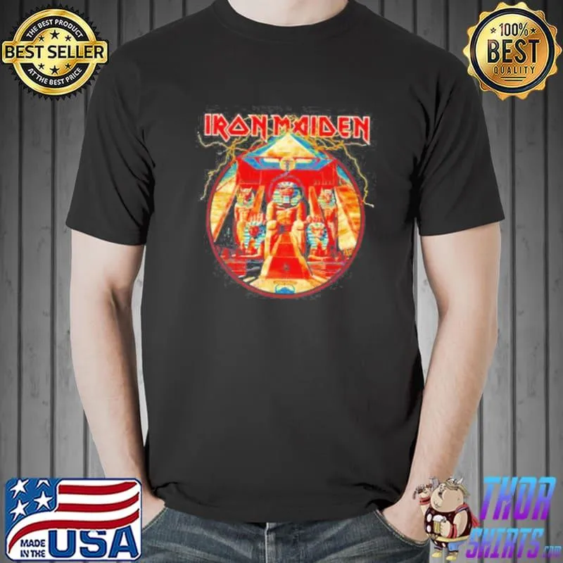 Awesome Iron Maiden Powerslave Lightning Circle T-Shirt Unisex