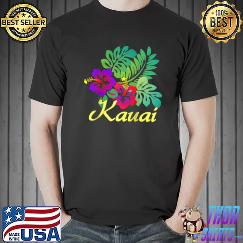 Awesome Kauai Beach Tropical Vintage Hibiscus Travel Surf Shirt