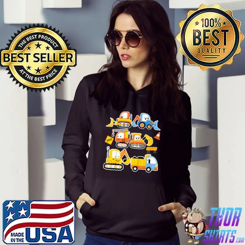 Awesome Kids Cute Construction Equipment Vehicles T-Shirt Hoodie
