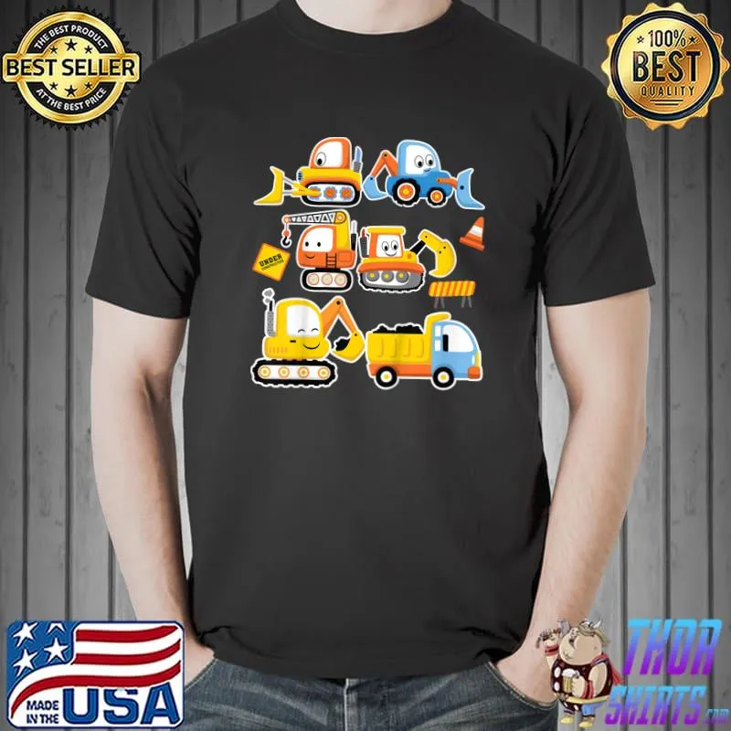 Awesome Kids Cute Construction Equipment Vehicles T-Shirt