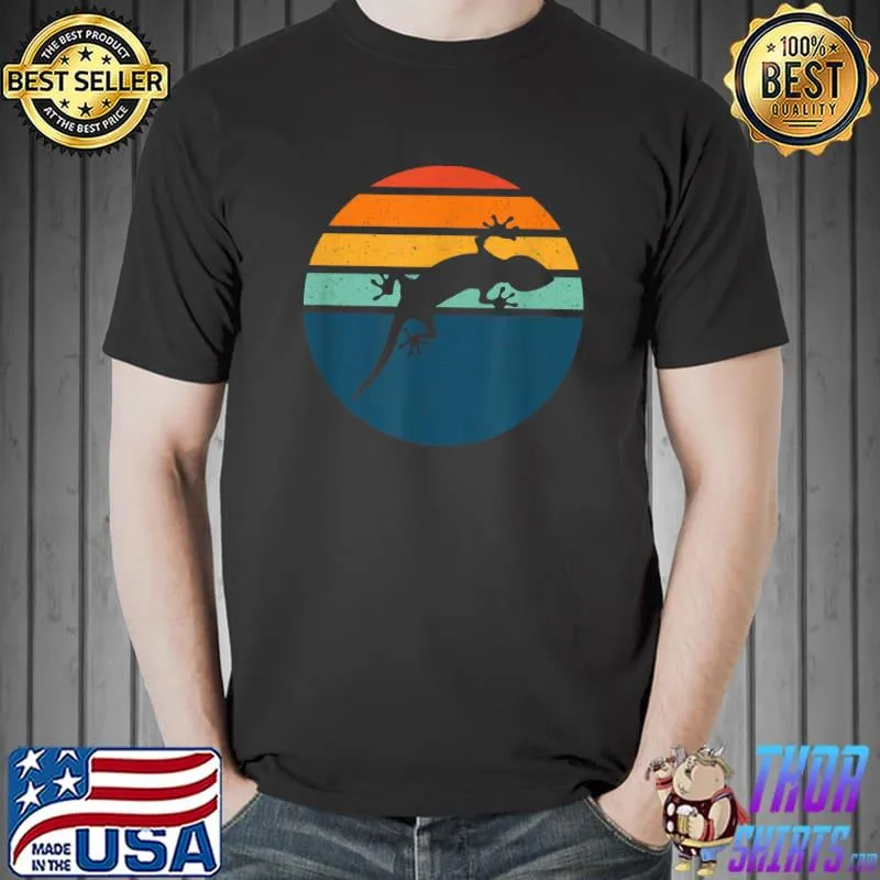 Awesome Leopard Gecko Vintage Sunset Retro Kawaii Lizard Reptile T-Shirt