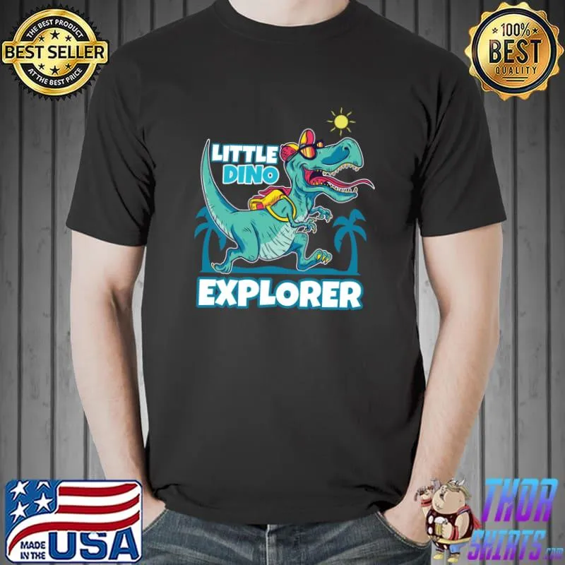 Awesome Little dino explore cute cool dinosaur sunglasses dino T-shirt