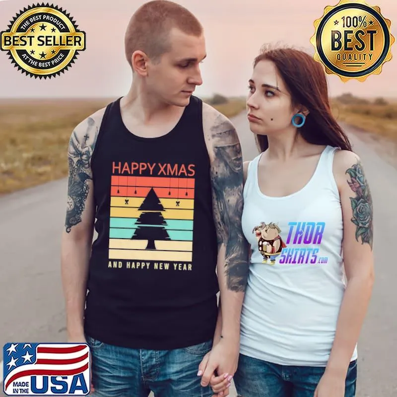 Awesome Lovely Happy Xmas And Happy New Year Christmas Tree Shirt Tank Top