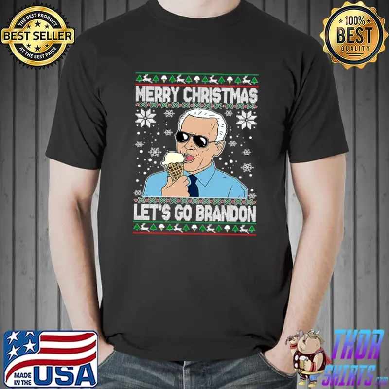 Awesome Merry Xmas Let's Go Branson Brandon Ugly Christmas Sweater T-shirt