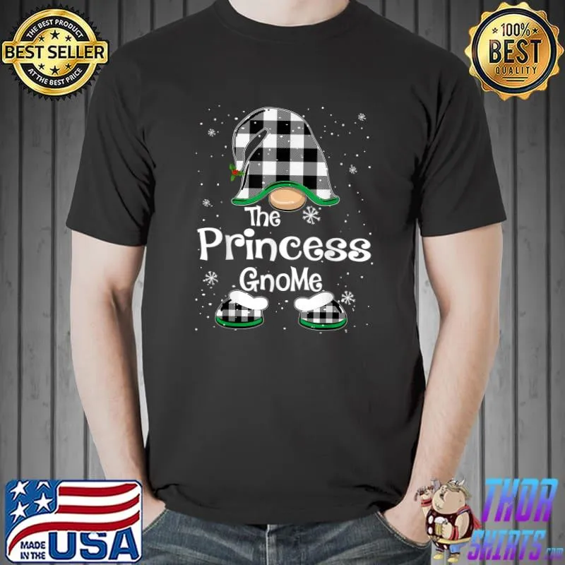 Awesome Princess Gnome Buffalo Plaid Matching Family Christmas T-Shirt Unisex