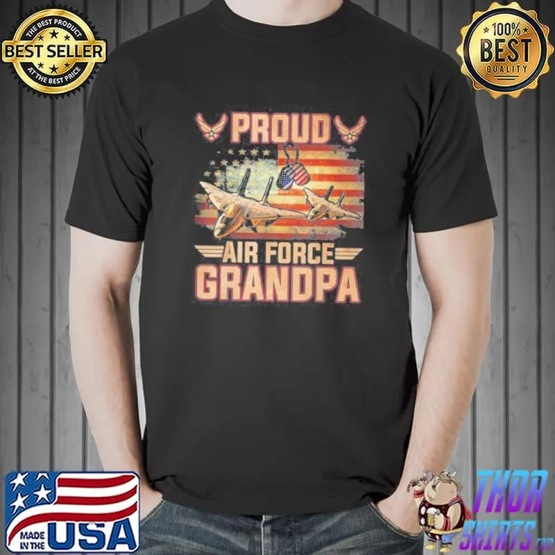 Awesome Proud air force grandpa American flag shirt