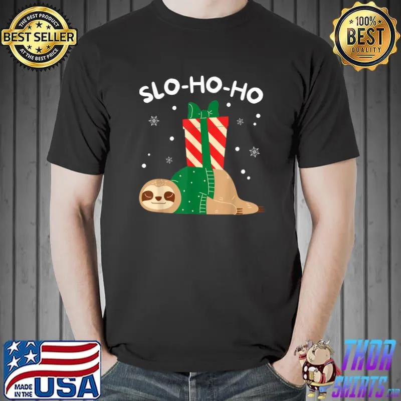 Awesome Slo Ho Ho Sloth Christmas Funny Slothmas Christmas Sloth T-Shirt Unisex