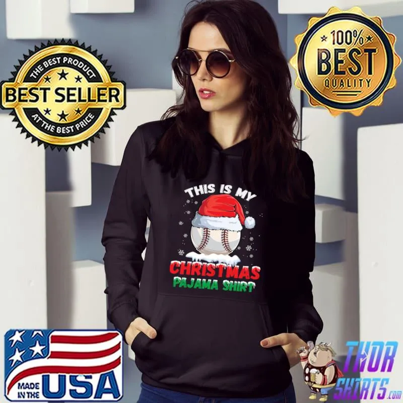 Awesome This Is My Christmas Pajama Shirt Baseball Santa Hat Boys T-shirt