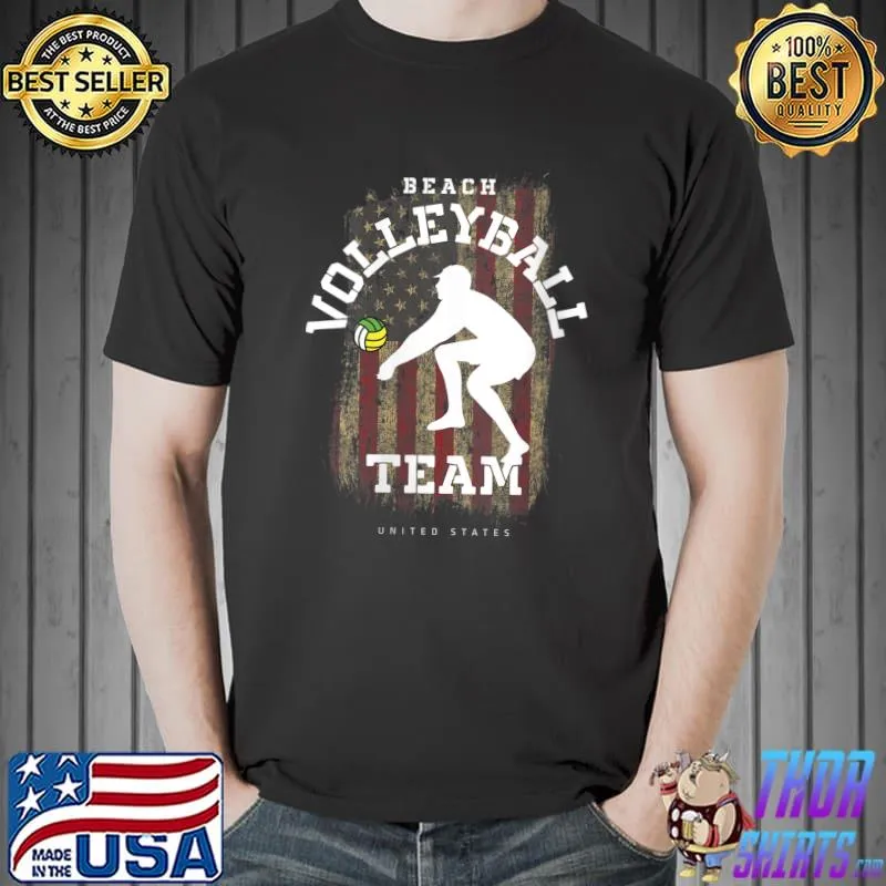 Beach Volleyball United States Flag Love Volleyball Player T-shirt