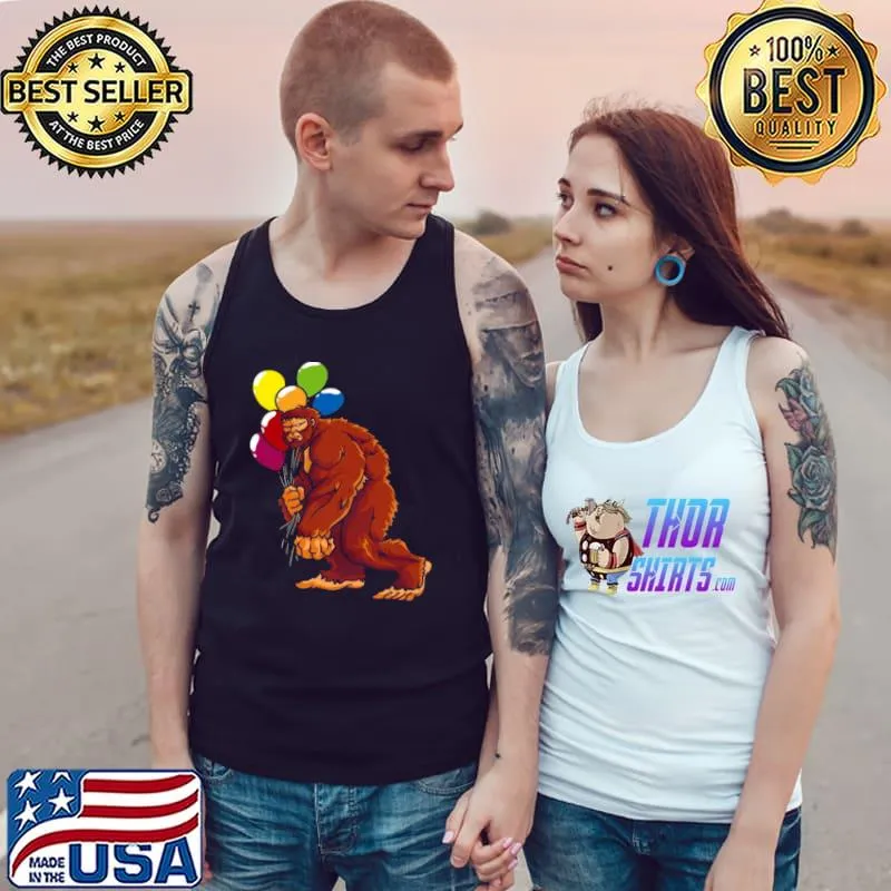 Best Bigfoot With Balloons Sausquach Birthday Party Monster Shirt Tank Top