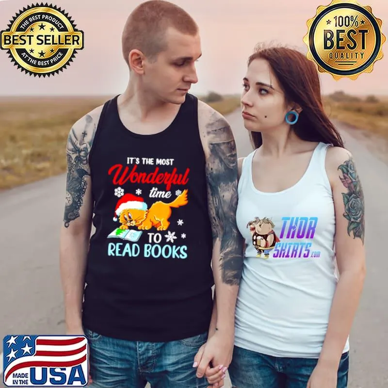 Best cat it’s the most wonderful time to read book Christmas Tank Top