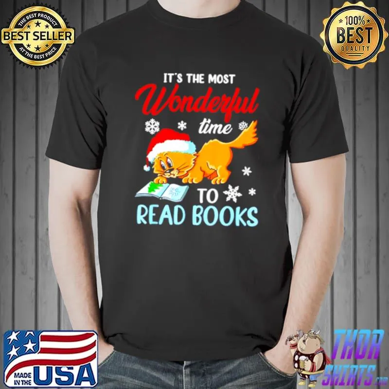 Best cat it’s the most wonderful time to read book Christmas Unisex