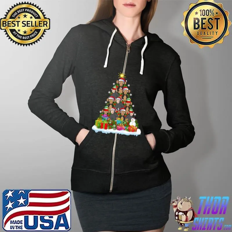 Best Chimpanzee Christmas Tree Ornament Decor Lighting Santa T-Shirt Full Zip Hooded