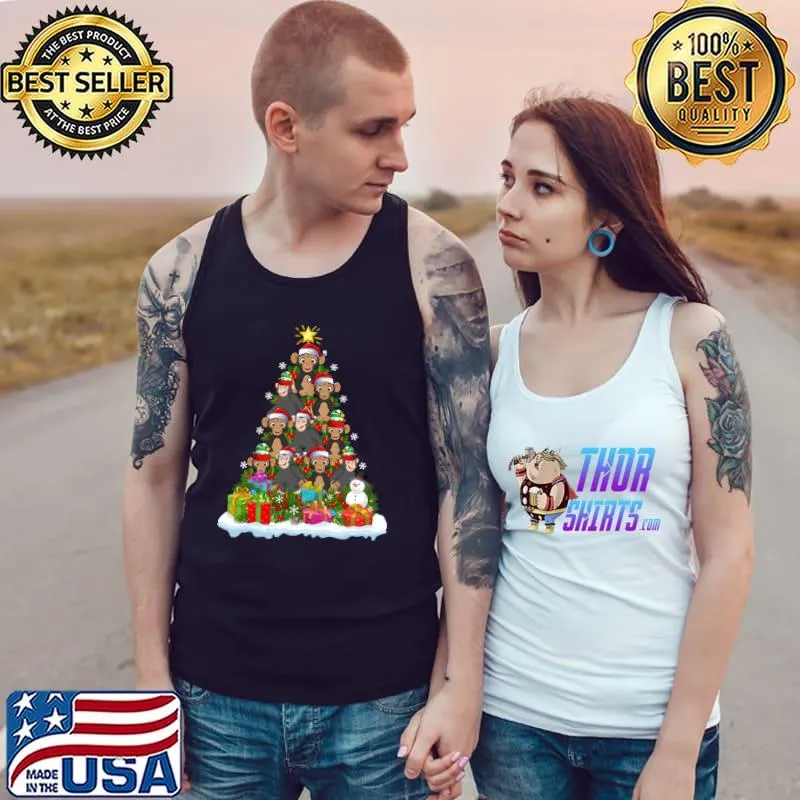 Best Chimpanzee Christmas Tree Ornament Decor Lighting Santa T-Shirt Tank Top