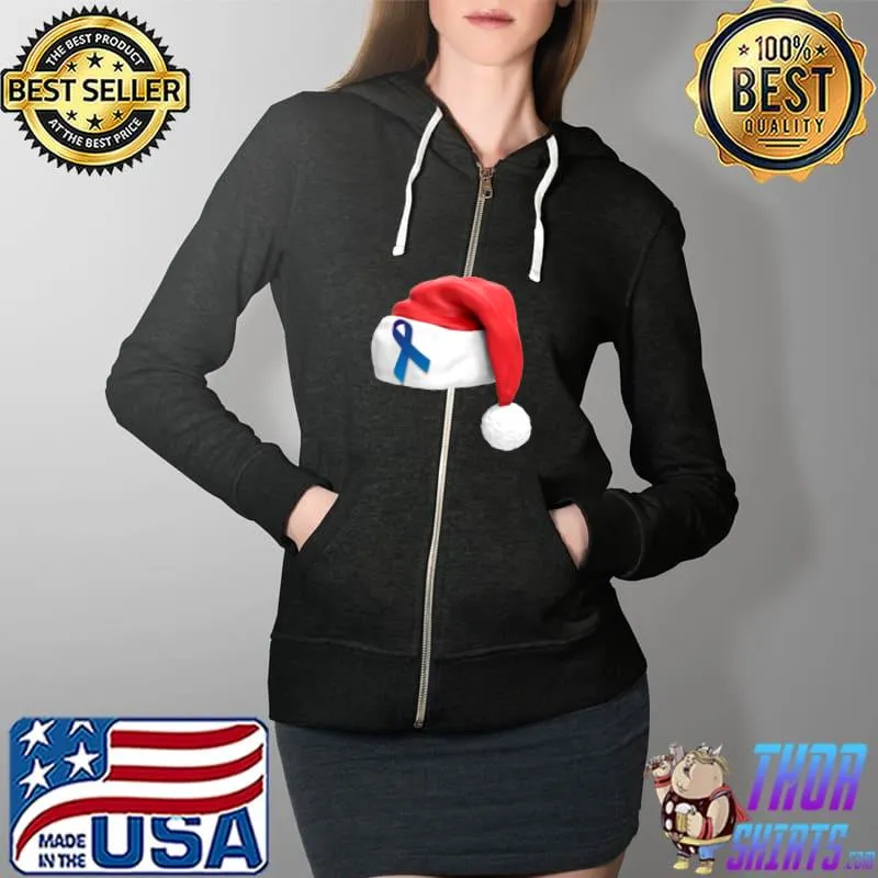 Best Christmas Santa Hat ALS Awareness T-Shirt Full Zip Hooded