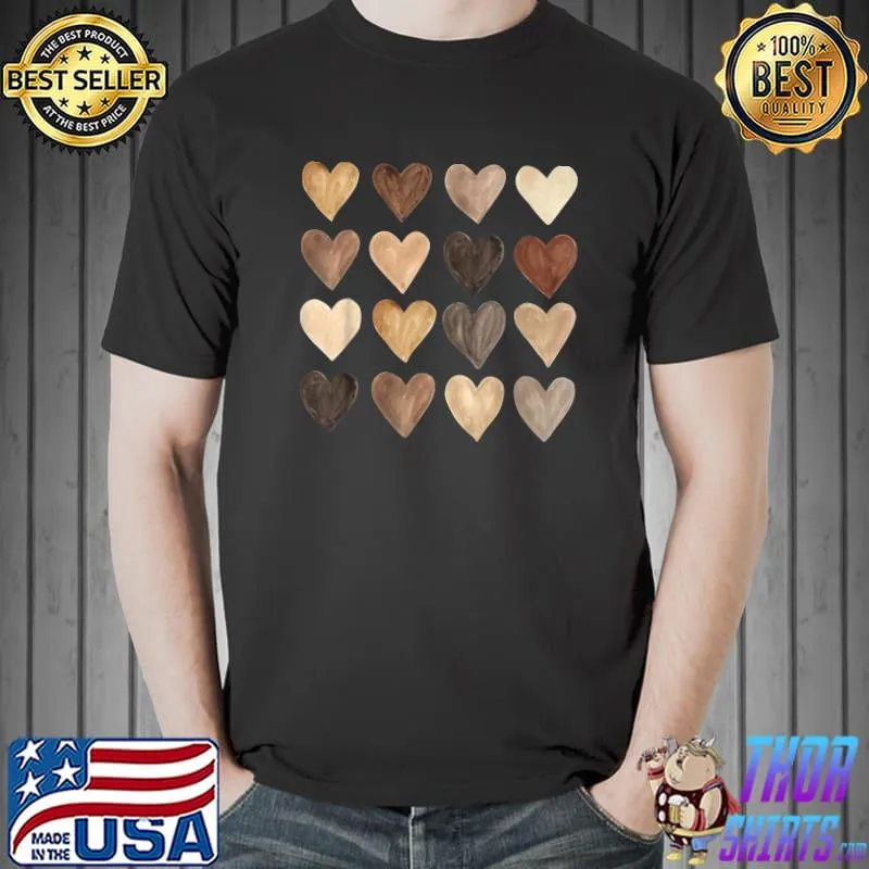 Best Diversity Hearts Skin Tones Melanin Shades Black History T-Shirt
