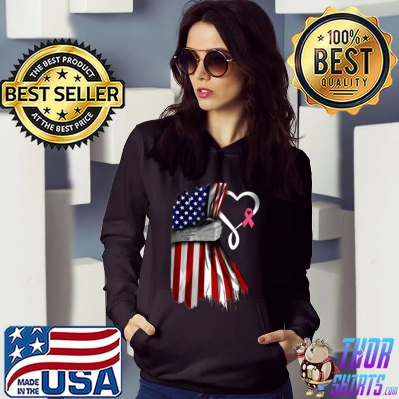 Best Fight Breast Survivor American Flag Breast Cancer Awareness T Shirt