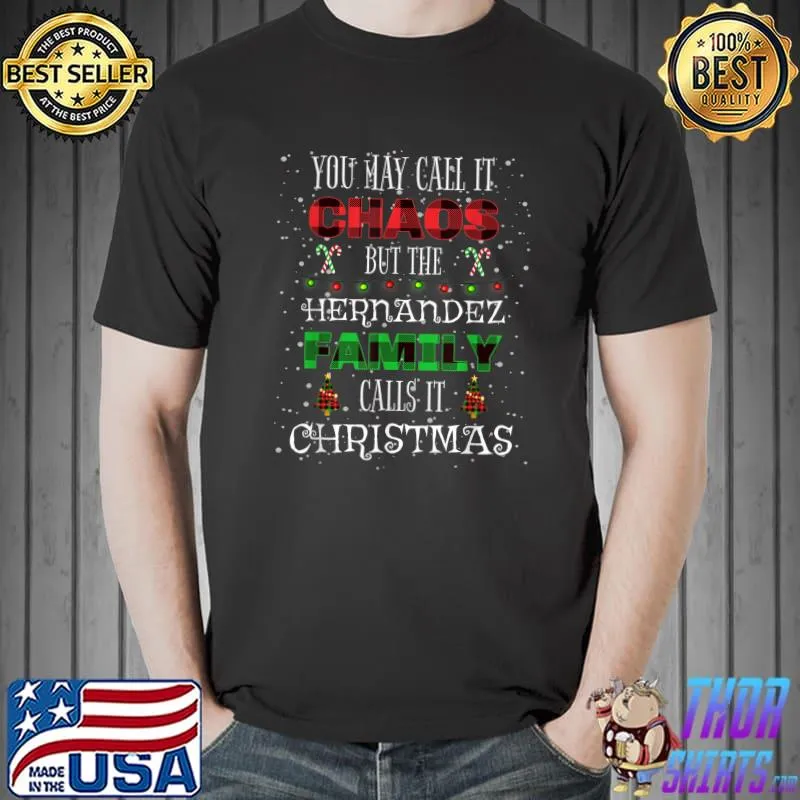 Best Fun Hernandez Family Christmas Chaos Matching Buffalo Plaid T-Shirt Unisex