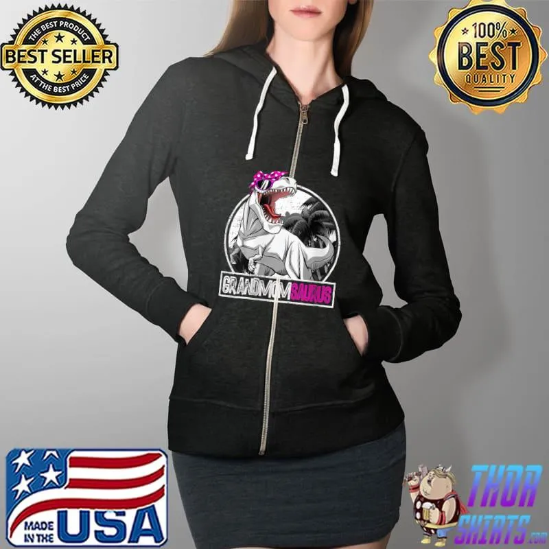 Best Grandmomsaurus T rex Dinosaur GrandmomSaurus Mother's Day T- Full Zip Hooded