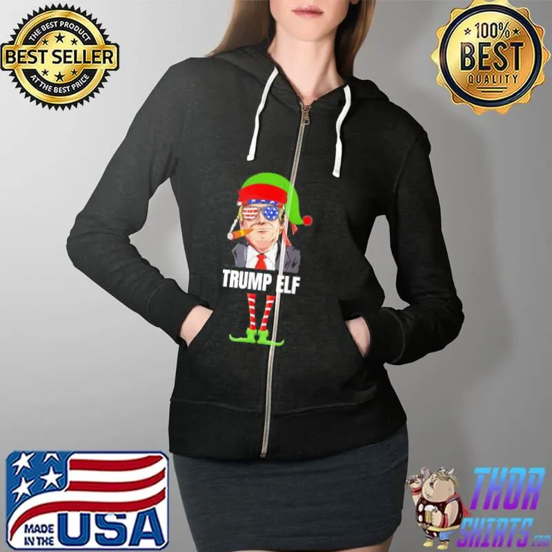 Best King Elf Trump Elf Drinking Christmas Pajama Matching T-Shirt Full Zip Hooded