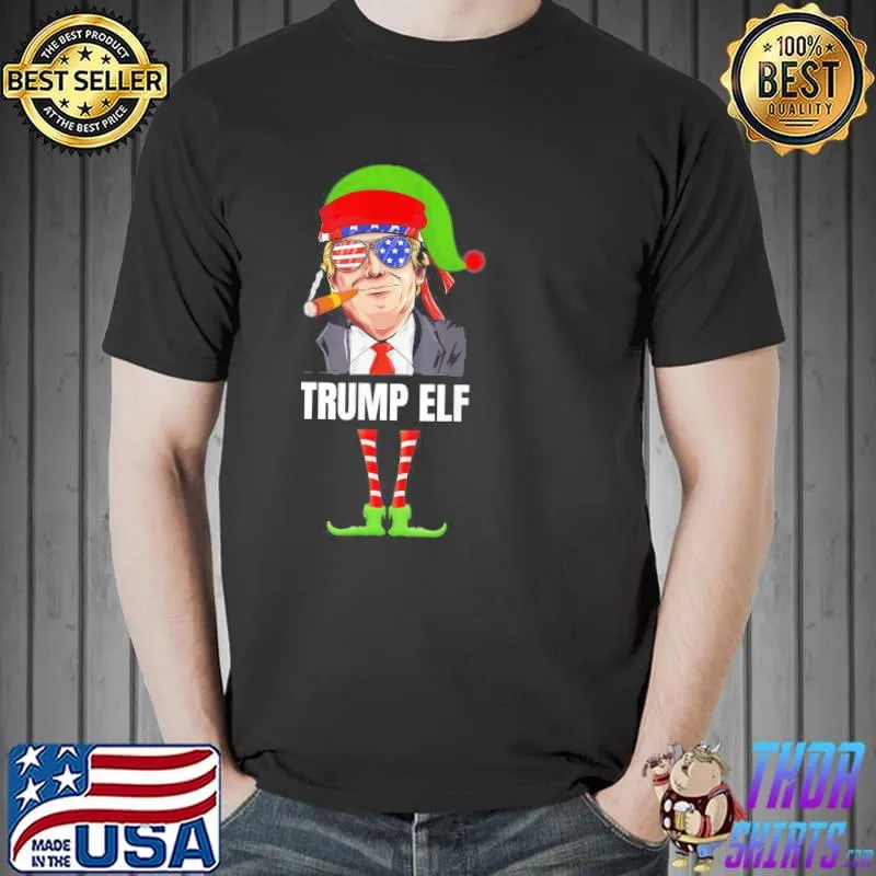 Best King Elf Trump Elf Drinking Christmas Pajama Matching T-Shirt