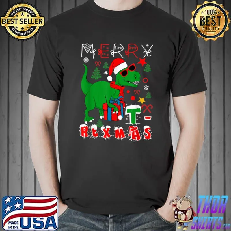 Best Merry t-rexmas, Kid's Santa Dinosaur Christmas, Ugly Sweater T-Shirt