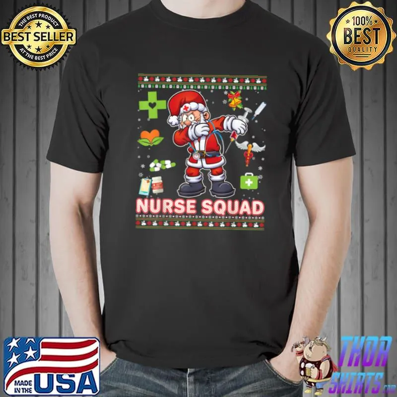 Best Nurse Squad Crew Team Santa Stethoscope Ugly Sweater Merry T Shirt