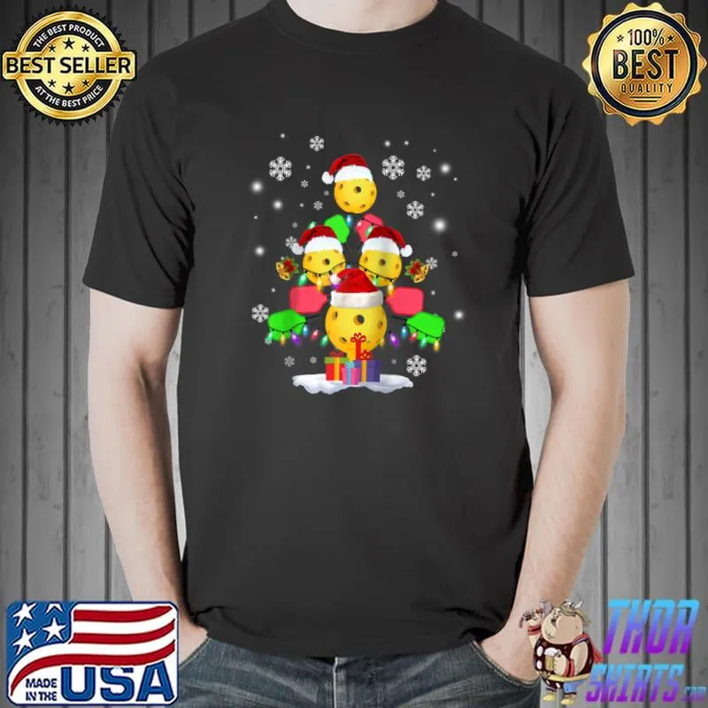 Best Pickleball Christmas Tree Santa Pickleball X-mas Lights T- Unisex